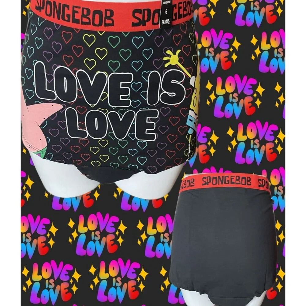 Nickelodeon +6 Black SpongeBob Love is Love Pride Graphic Cotton BoyShorts